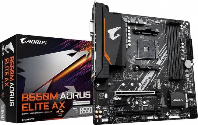 Материнская плата Gigabyte B550M AORUS ELITE AX — для бизнеса и офиса Материнская плата Gigabyte B550M AORUS ELITE AX — для бизнеса и офиса