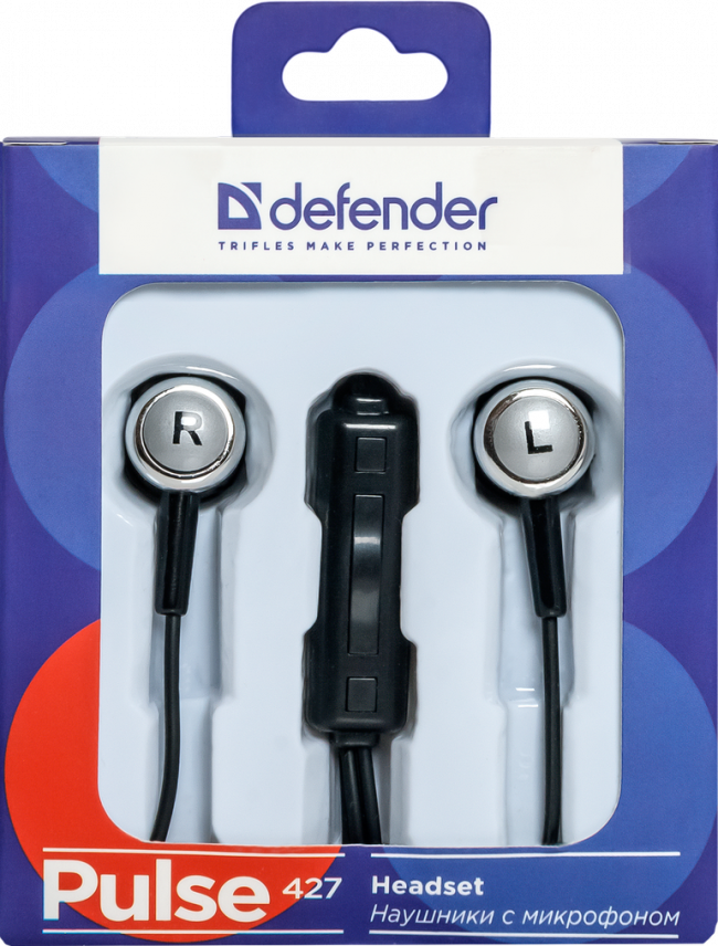 Defender Гарнитура для смартфонов Pulse 427 черный, вставки Defender Pulse 427