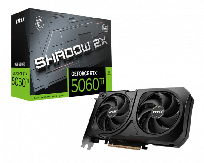 Видеокарта MSI GeForce RTX 5060 Ti 8G SHADOW 2X OC PLUS — для бизнеса и офиса Видеокарта MSI GeForce RTX 5060 Ti 8G SHADOW 2X OC PLUS — для бизнеса и офиса