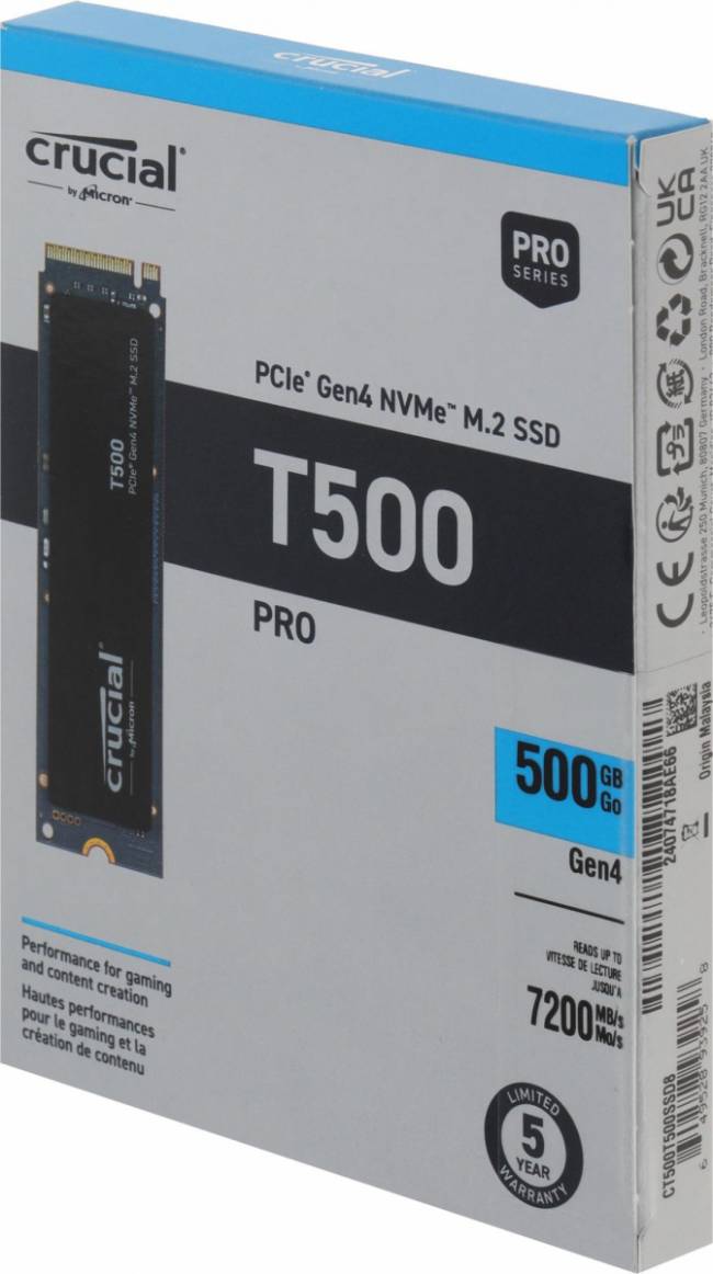 Накопитель SSD Crucial CT500T500SSD8 — для бизнеса и офиса