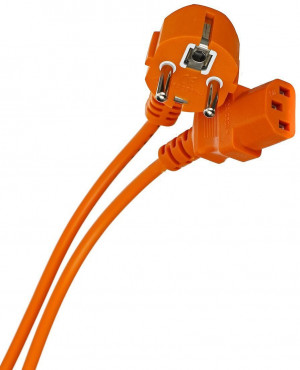 Кабель компьютер --> розетка 220V (угловая Евровилка) <VDE> 3G0,75mm2 VCOM {CE021-O} 1,8m, ОРАНЖЕВЫЙ VCOM CE021-CU0.75-1.8M-O
