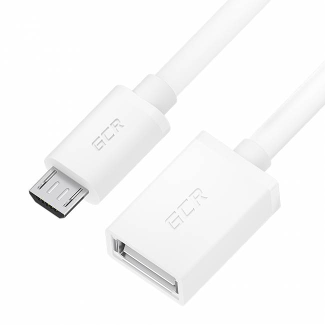 GCR Адаптер переходник OTG 0.5m USB, microB 5pin/AF, белый, 28/28 AWG, экран, морозостойкий, GCR-52207 Greenconnect GCR-52207 — для бизнеса и офиса