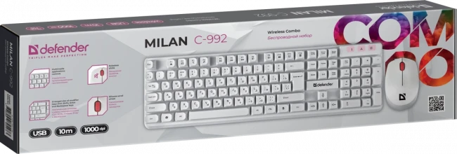 Defender Беспроводной набор Milan C-992 RU,белый,полноразмерный Defender 45994 Defender Беспроводной набор Milan C-992 RU,белый,полноразмерный Defender 45994