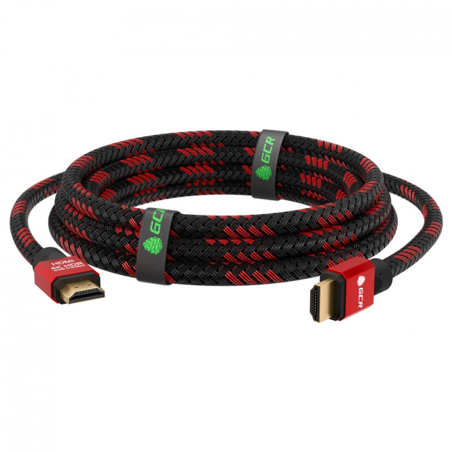 GCR Кабель 1.5m HDMI 2.0, BICOLOR нейлон, AL корпус красный, HDR 4:2:2, Ultra HD, 4K 60 fps 60Hz/5K*30Hz, 3D, AUDIO, 18.0 Гбит/с, 28AWG. GCR-52162 Greenconnect HDMI (m) - HDMI (m) 1.5м — для бизнеса и офиса