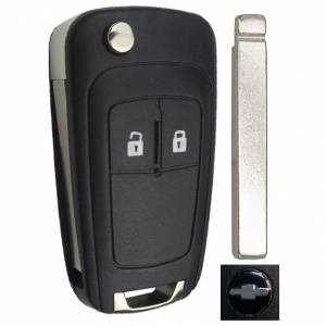 Корпус выкидного ключа CHEVROLET 2 кнопки OP-11 HU100, с лого (круг)