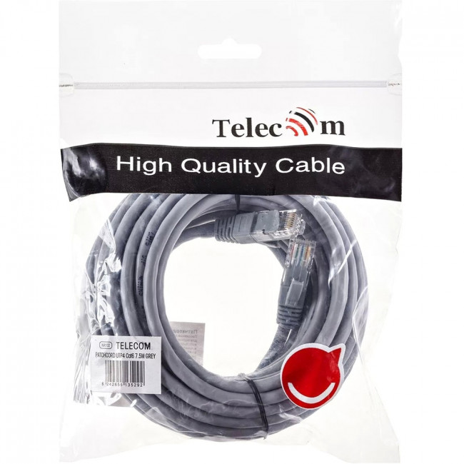 Патчкорд литой Telecom  UTP кат.6 7,5m VCOM NA102-UTP-C6-7.5M — для бизнеса и офиса