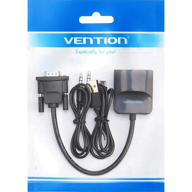 Мультимедиа конвертер Vention VGA + аудио > HDMI, гибкий, черный Мультимедиа конвертер Vention VGA M/HDMI F/mini Jack 3.5 mm F/micro USB 2.0 Type-B F (ACNBB)