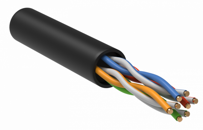 Каб. в. п. U/UTP кат. 5E 4x2х24AWG solid LSZH 305м чер. ITK LC3-C5E04-129 — для бизнеса и офиса