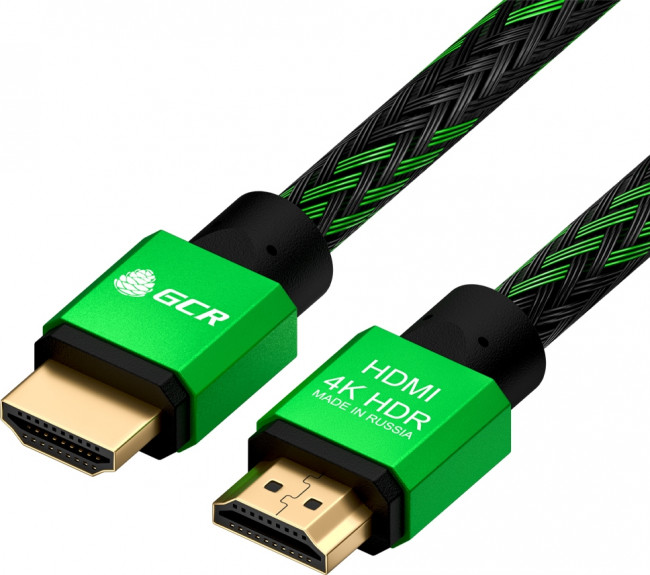 GCR Кабель 1.5m HDMI 2.0, BICOLOR нейлон, AL корпус зеленый, HDR 4:2:2, Ultra HD, 4K 60 fps 60Hz/5K*30Hz, 3D, AUDIO, 18.0 Гбит/с, 28AWG. GCR-52161 Greenconnect HDMI (m) - HDMI (m) 1.5м — для бизнеса и офиса