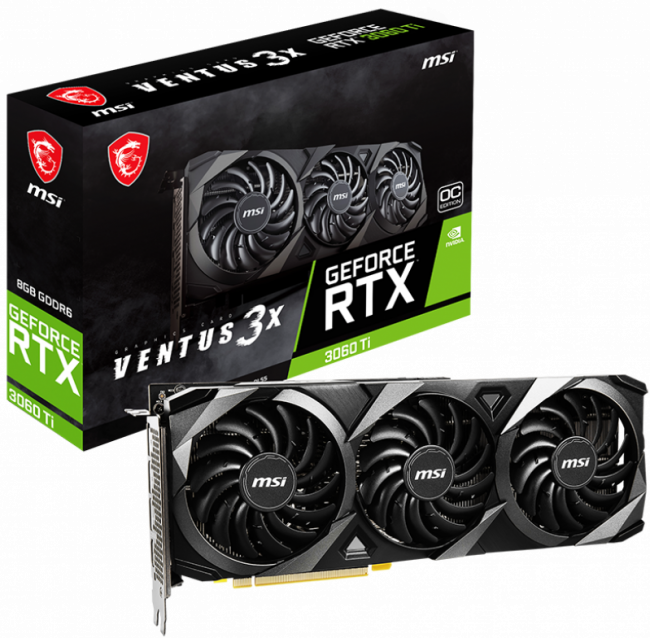Видеокарта MSI GeForce RTX 3060 Ti VENTUS 3X 8G OC LHR — для бизнеса и офиса
