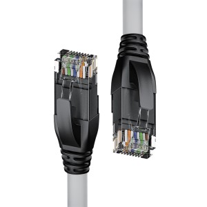 Патч-корд прямой 2.0m UTP кат.5e, серый, черные коннекторы, 24 AWG, литой, ethernet high speed 1 Гбит/с, RJ45, T568B Патч-корд 4PH-50675
