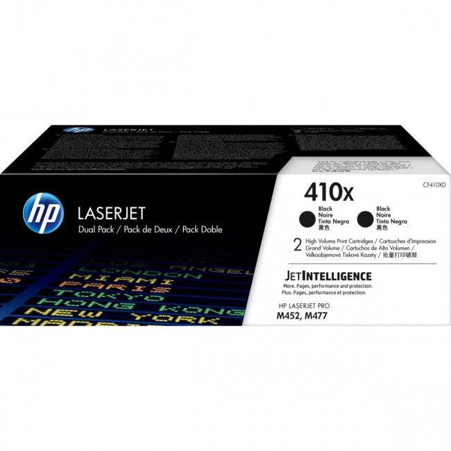 Тонер-картридж набор из 2 шт HP LaserJet 410X 2-pack High Yield Black (CF410XD) — для бизнеса и офиса