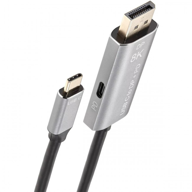 Кабель-адаптер USB Type-Cm --> DP1.4v (m) 8K@60Hz, PD 100W,1.8m , Alum Shell,VCOM <CU480MCPD-1.8M> Кабель-переходник VCOM USB 3.1 Type C M/DisplayPort M (CU480MCPD-1.8M)