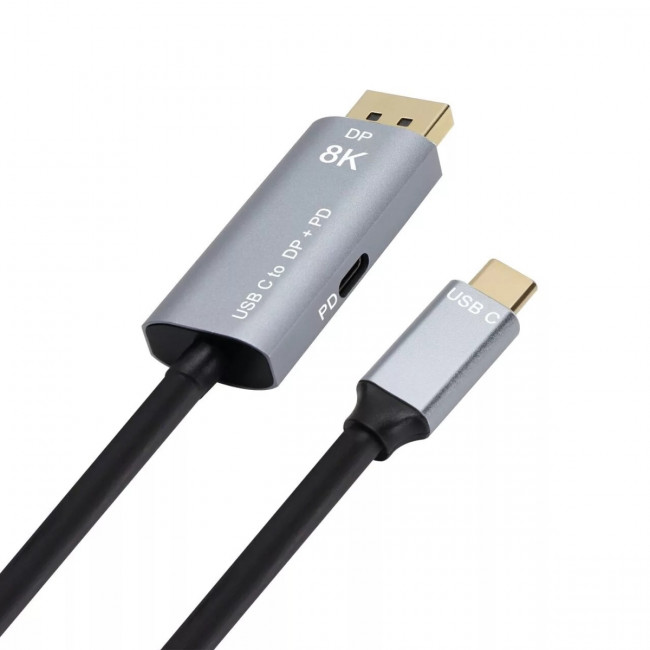 Кабель-адаптер USB Type-Cm --> DP1.4v (m) 8K@60Hz, PD 100W,1.8m , Alum Shell,VCOM <CU480MCPD-1.8M> Кабель-переходник VCOM USB 3.1 Type C M/DisplayPort M (CU480MCPD-1.8M)