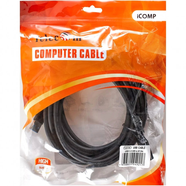 Кабель удлинительный USB3.0 Am-Af  5m Telecom черный (TUS708-5M) Кабель Telecom 5 м (TUS708-5M)