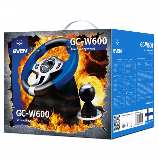 Руль SVEN GC-W600 (педали, вибро, лепестки, D-pad, 12 кл, PC/PS3/Xinput) SVEN GC-W600 — для бизнеса и офиса