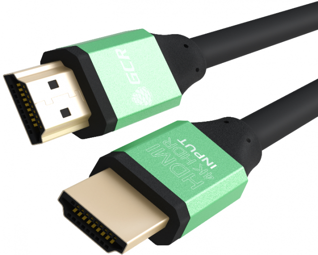 Greenconnect Кабель 0.75m HDMI версия 2.0, HDR 4:2:2, Ultra HD, 4K 60 fps 60Hz/5K*30Hz, 3D, AUDIO, 18.0 Гбит/с, 28/28 AWG, OD7.3mm, тройной экран, черный, AL корпус зеленый Greenconnect HDMI (m) - HDMI (m) 0.75м