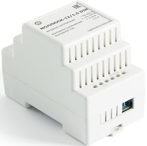 868 Моллюск 12/1,5 источник питания 12В, 1,5А. Сетевой диапазон 90-250В корпус IP67 Бастион MOLLUSK-12/1.5