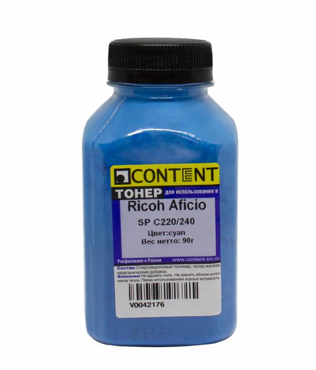 Тонер Content для Ricoh Aficio SP C220/240, С, 90 г, банка — для бизнеса и офиса