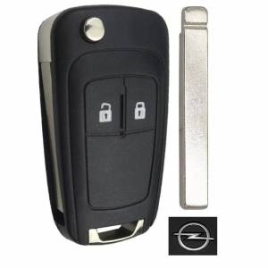 Корпус выкидного ключа OPEL 2 кнопки OP-11 HU100, с лого