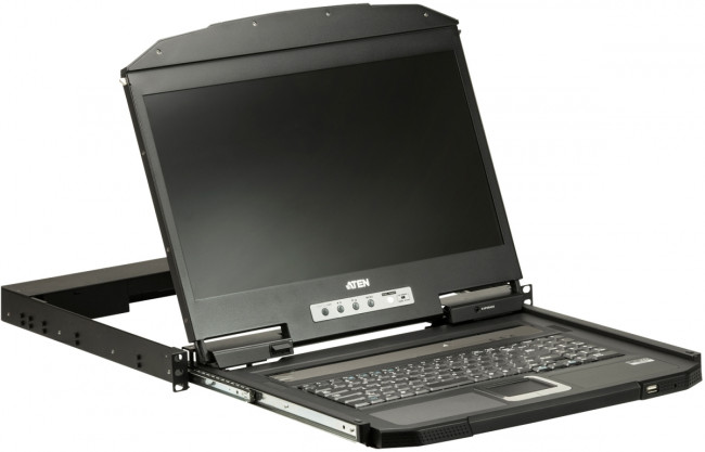 КВМ-консоль 1U укороченной глубины, Single Rail, с широкоэкранным ЖК-дисплеем и интерфейсами USB,HDMI,  18.5' с широкоэкранным ЖК дисплеем Full HD, 1920x1080, поддержка внешней консоли 1920x1200 при 60Hz/ATEN ATEN CL3700NW