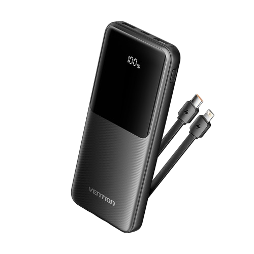 Power Bank Vention 10000mAh(Micro-USB/C/A/A) со встроенными кабелями 22.5W Чёрный с LED Дисплеем, шт. Vention FHOB0 — для бизнеса и офиса Power Bank Vention 10000mAh(Micro-USB/C/A/A) со встроенными кабелями 22.5W Чёрный с LED Дисплеем, шт. Vention FHOB0 — для бизнеса и офиса