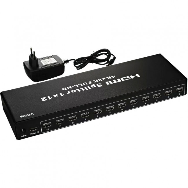 Разветвитель HDMI Spliitter 1=>12 3D Full-HD 1.4v, каскадируемый VCOM <DD4112> Разветвитель VCOM HDMI F/12 x HDMI F (DD4112)
