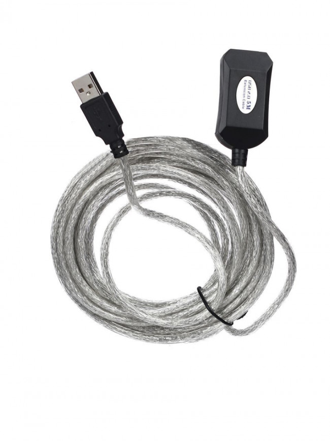 Кабель-адаптер USB2.0-repeater, удлинительный активный <Am-->Af> 5м Aopen/Qust <ACU823-5M> VCOM USB 2.0 Type-AM - USB 2.0 Type-AF 5м