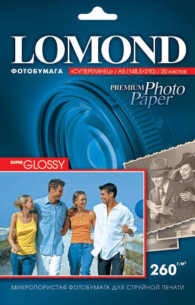 Фотобумага Lomond суперглянцевая (1103102), Super Glossy, 10х15 см, 260 г/м2, 20 л. — для бизнеса и офиса