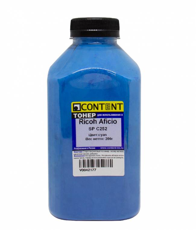 Тонер Content для Ricoh Aficio SP C252, C, 200 г, банка — для бизнеса и офиса