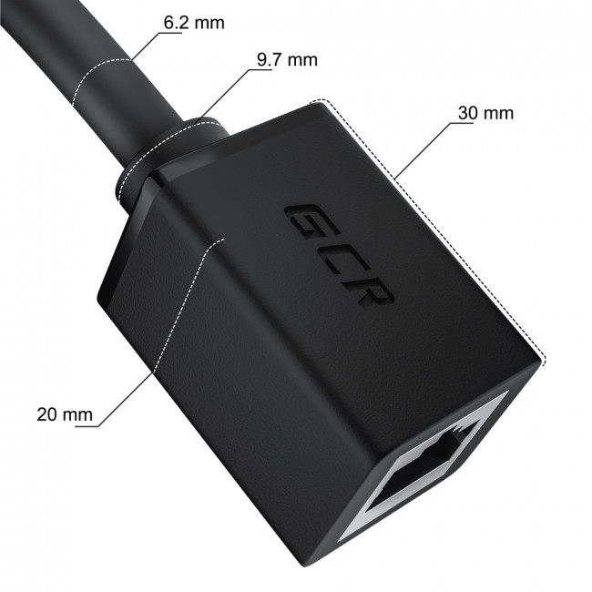 GCR Удлинитель патч-корда прямой 1.0m, UTP медь, кат.6, 24 AWG, ethernet high speed 10 Гбит/с, RJ45, GCR-52645 Greenconnect RJ45(m) - RJ45(f) Cat. 6 U/UTP LSZH 1м — для бизнеса и офиса