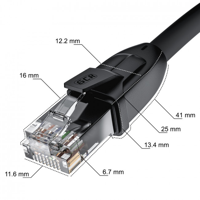 GCR Удлинитель патч-корда прямой 1.0m, UTP медь, кат.6, 24 AWG, ethernet high speed 10 Гбит/с, RJ45, GCR-52645 Greenconnect RJ45(m) - RJ45(f) Cat. 6 U/UTP LSZH 1м — для бизнеса и офиса