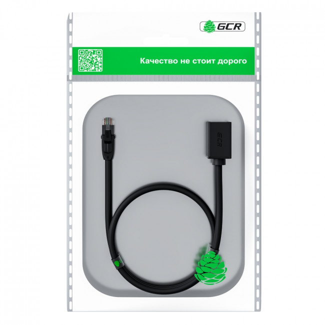 GCR Удлинитель патч-корда прямой 1.0m, UTP медь, кат.6, 24 AWG, ethernet high speed 10 Гбит/с, RJ45, GCR-52645 Greenconnect RJ45(m) - RJ45(f) Cat. 6 U/UTP LSZH 1м — для бизнеса и офиса
