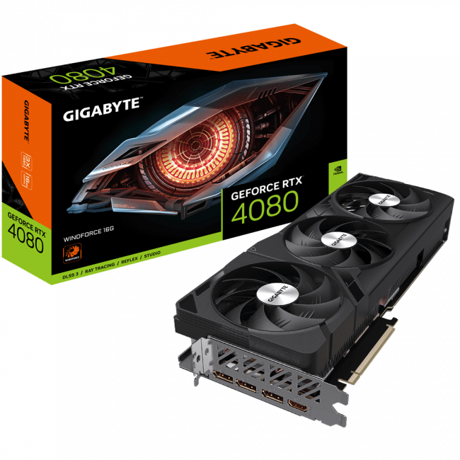 Видеокарта GIGABYTE GeForce RTX 4080 WINDFORCE GV-N4080WF3-16GD — для бизнеса и офиса Видеокарта GIGABYTE GeForce RTX 4080 WINDFORCE GV-N4080WF3-16GD — для бизнеса и офиса