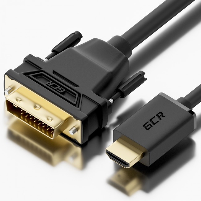 Greenconnect Кабель HDMI-DVI 15.0m черный, OD8.0mm, 28/26 AWG, позолоченные контакты, 19pin AM / 24+1M AM Dual Link, тройной экран, GCR-51510 Greenconnect HDMI (m) - DVI-D (m) 15м — для бизнеса и офиса