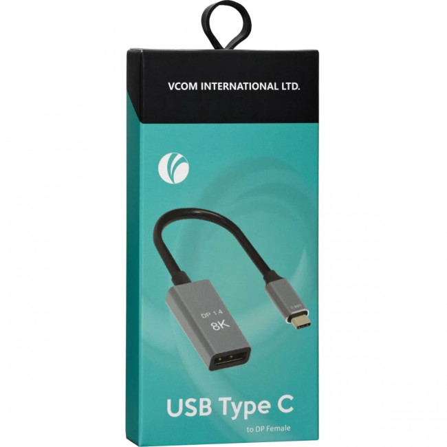 Адаптер USB Type-Cm---->DP(f) 1.4v, 8K@ 60Hz, Alum  Shell,VCOM <CU480M> Адаптер-переходник VCOM USB 3.1 Type C M/DisplayPort F (CU480M)