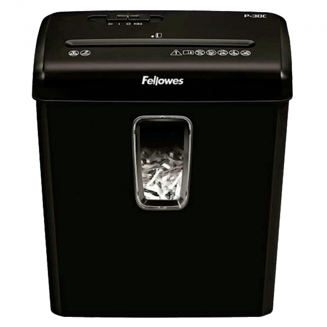 Шредер Fellowes® Powershred® P-30C, DIN P-4, 4х34 мм, 6 лст., 15 лтр. Fellowes FS-60081 — для бизнеса и офиса