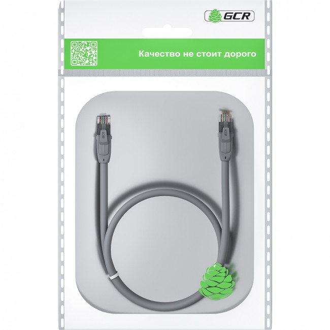 GCR Патч-корд прямой 0.75m UTP кат.6, серый, 24 AWG, ethernet high speed, RJ45, T568B, GCR-52543 Greenconnect GCR-52543 — для бизнеса и офиса