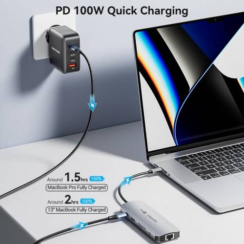 Мультифункциональный хаб Vention USB Type C 9 в 1 Vention TQMHB — для бизнеса и офиса Мультифункциональный хаб Vention USB Type C 9 в 1 Vention TQMHB — для бизнеса и офиса