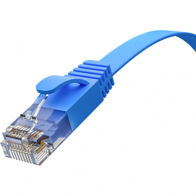 GCR Патч-корд PROF плоский прямой 1.5m, UTP медь кат.6, синий, 30 AWG, ethernet high speed 10 Гбит/с, RJ45, T568B, GCR-52850 Greenconnect GCR-52850 — для бизнеса и офиса