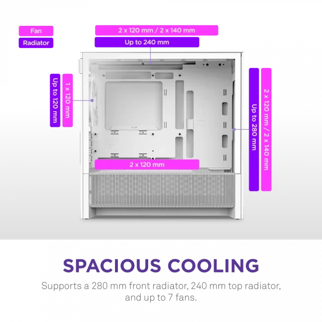 Корпус без блока питания NZXT H3 Flow CC-H31FW-01 — для бизнеса и офиса