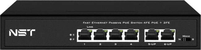 Passive PoE коммутатор Fast Ethernet NST NS-SW-4F2F-P/A