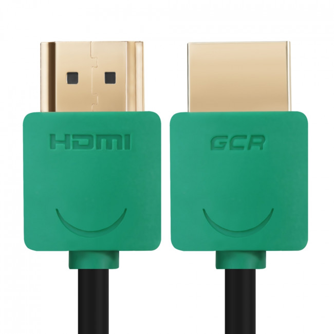 Greenconnect Кабель SLIM 2.0m HDMI 2.0, зеленые коннекторы Slim, OD3.8mm, HDR 4:2:2, Ultra HD, 4K 60 fps 60Hz, 3D, AUDIO, 18.0 Гбит/с, 32/32 AWG, GCR-51582 Greenconnect HDMI (m) - HDMI (m) 2м — для бизнеса и офиса