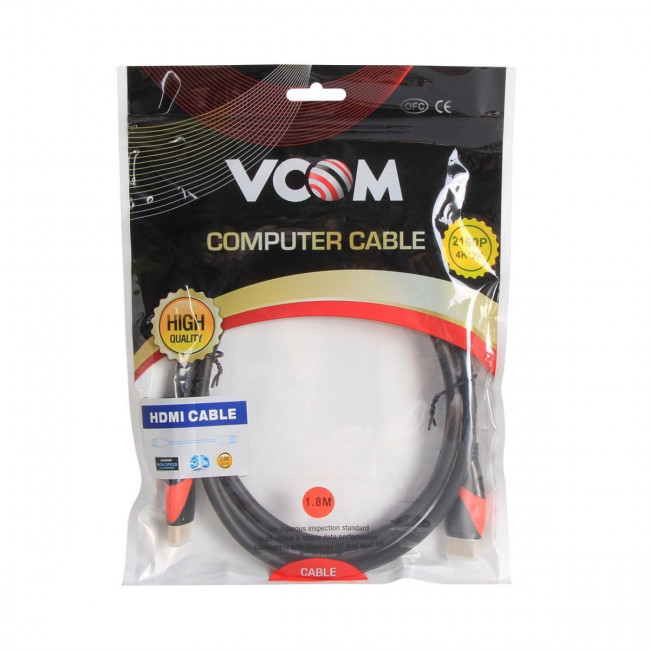 Кабель HDMI 19M/M ver. 2.0 black red, 0.5m VCOM <CG525-R-0.5> VCOM HDMI (m) - HDMI (m) 0.5м