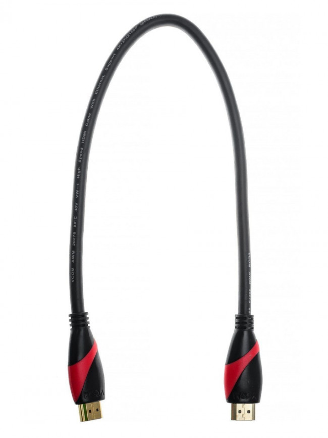 Кабель HDMI 19M/M ver. 2.0 black red, 0.5m VCOM <CG525-R-0.5> VCOM HDMI (m) - HDMI (m) 0.5м
