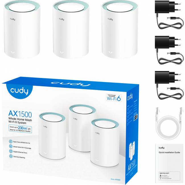 Wi-Fi Mesh-система Cudy M1500(3-Pack) — для бизнеса и офиса Wi-Fi Mesh-система Cudy M1500(3-Pack) — для бизнеса и офиса