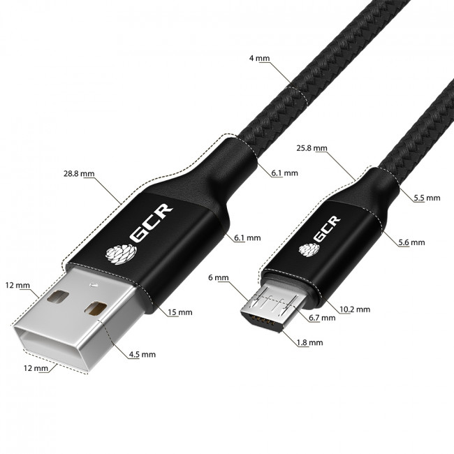 GCR QC Кабель 1.5m MicroUSB, быстрая зарядка, черный нейлон, AL корпус черный, черный ПВХ, 28/24 AWG, GCR-52476 Greenconnect USB 2.0 Type-AM - microUSB 2.0 (m) 1.5м GCR QC Кабель 1.5m MicroUSB, быстрая зарядка, черный нейлон, AL корпус черный, черный ПВХ, 28/24 AWG, GCR-52476 Greenconnect USB 2.0 Type-AM - microUSB 2.0 (m) 1.5м