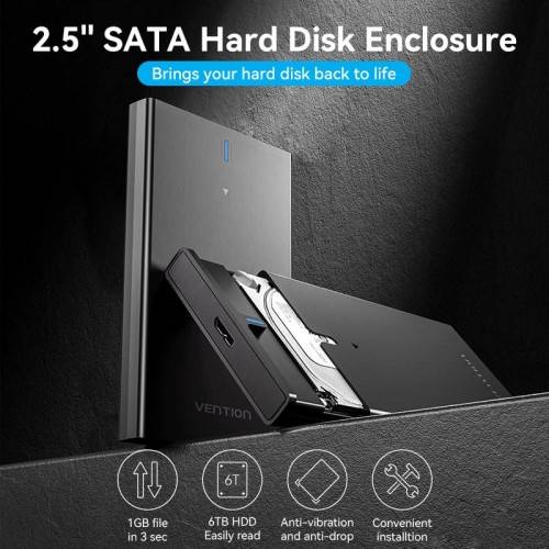 Внешний корпус Vention для HDD/SSD 2.5" (USB 3.0 Mirco-B) Черный Vention KPAB0 — для бизнеса и офиса Внешний корпус Vention для HDD/SSD 2.5" (USB 3.0 Mirco-B) Черный Vention KPAB0 — для бизнеса и офиса