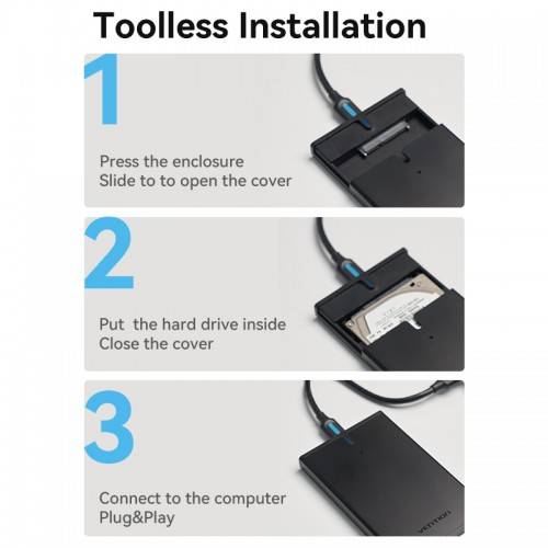 Внешний корпус Vention для HDD/SSD 2.5" (USB 3.0 Mirco-B) Черный Vention KPAB0 — для бизнеса и офиса Внешний корпус Vention для HDD/SSD 2.5" (USB 3.0 Mirco-B) Черный Vention KPAB0 — для бизнеса и офиса