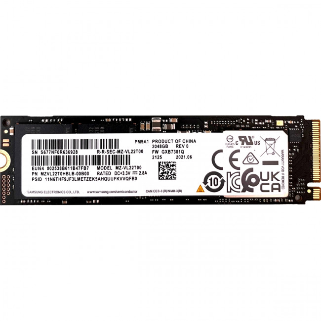Твердотельный накопитель Samsung PM9A1 2TB (MZVL22T0HBLB-00B00)